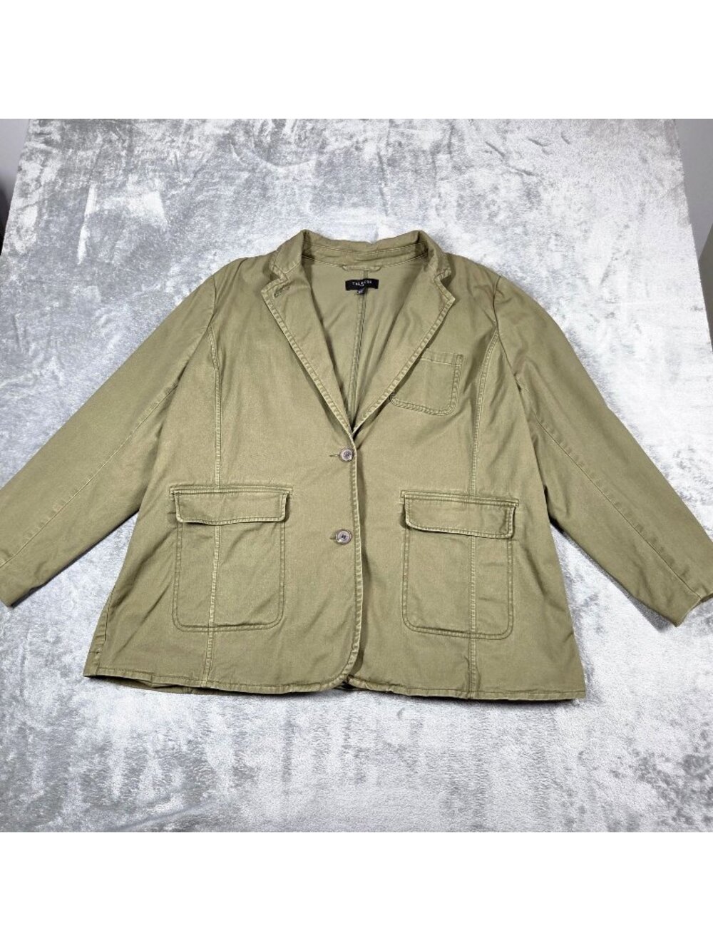 Talbots Blazer 20W Olive Green Casual Preppy Nautical Utility Jacket